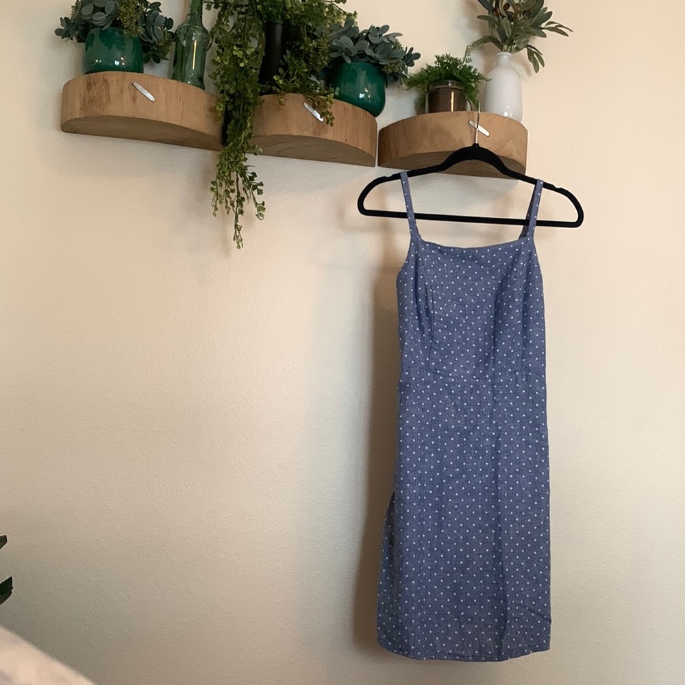 Blue and white dress